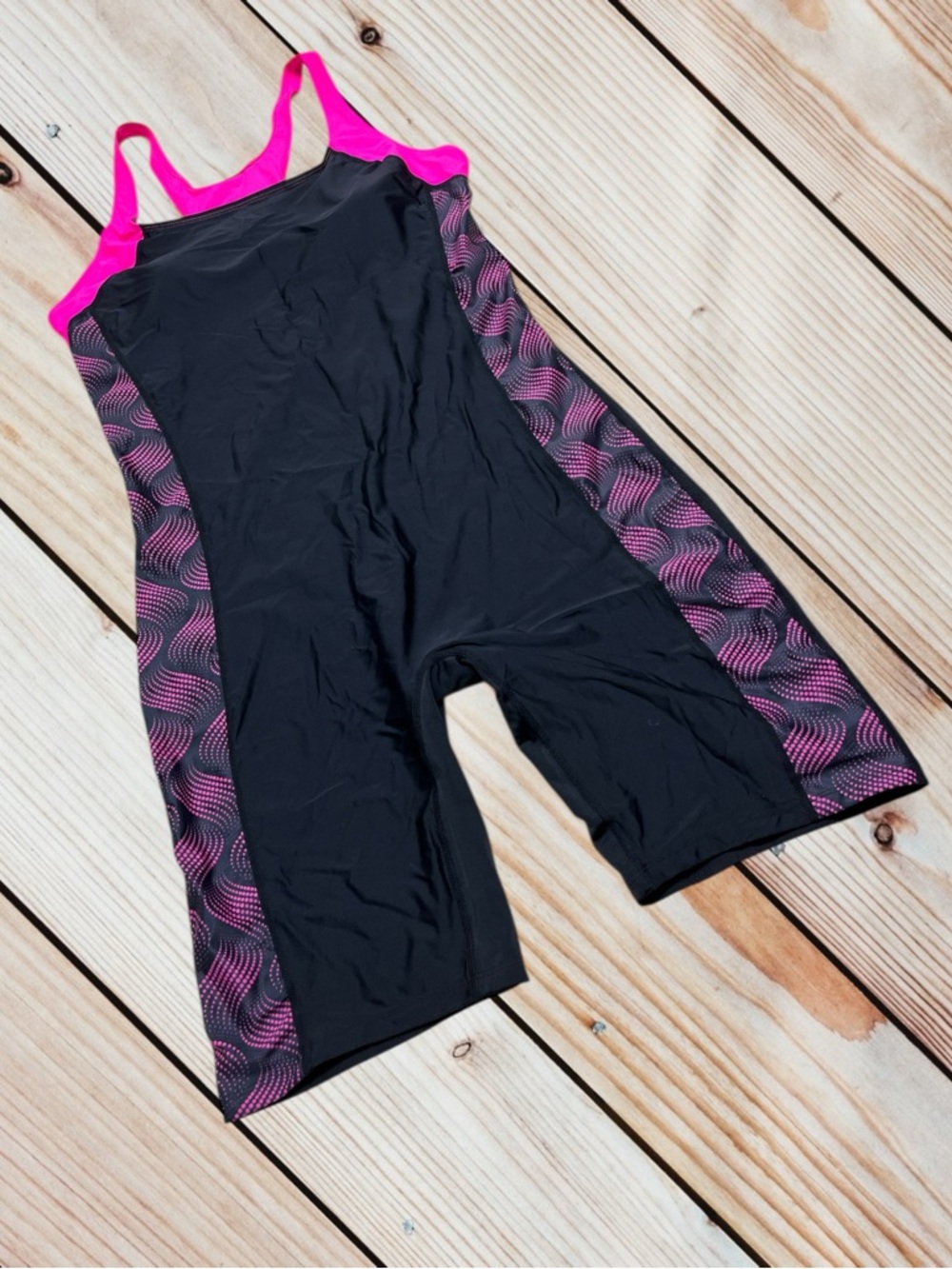 NWT Halcurt 2XL black/pink athletic boyshort swimsuit - Picture 2 of 11